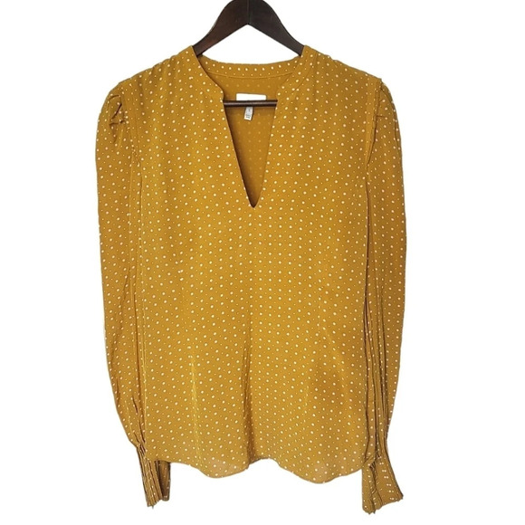 Joie Korina Star Printed Long Sleeve Blouse Women's Small Yellow As Seen On - Picture 3 of 11